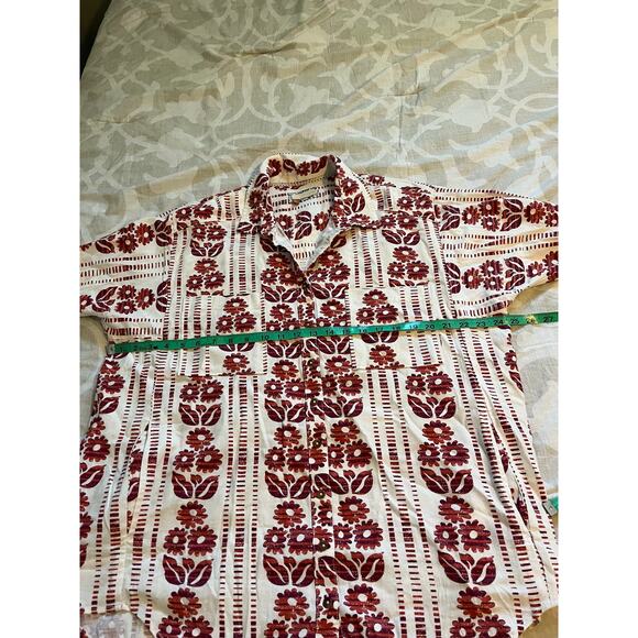 Pilcro by Anthropologie rust red floral button up shirt women’s xl - Picture 3 of 10
